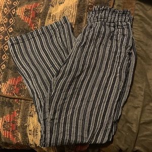 Boho linen pants. Black and white striped.